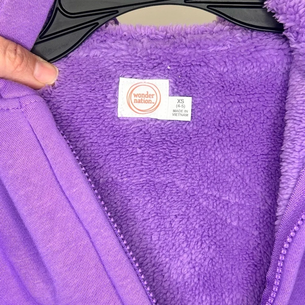 Wonder Nation Girls Purple Sherpa Lined Zip Hoodie Jacket NWT XS 4-5 & M 7-8